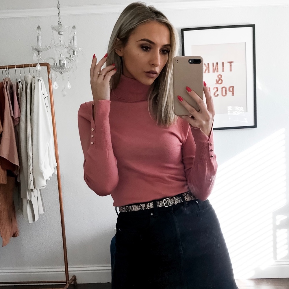 Blush Rosie mauve turtleneck sweater